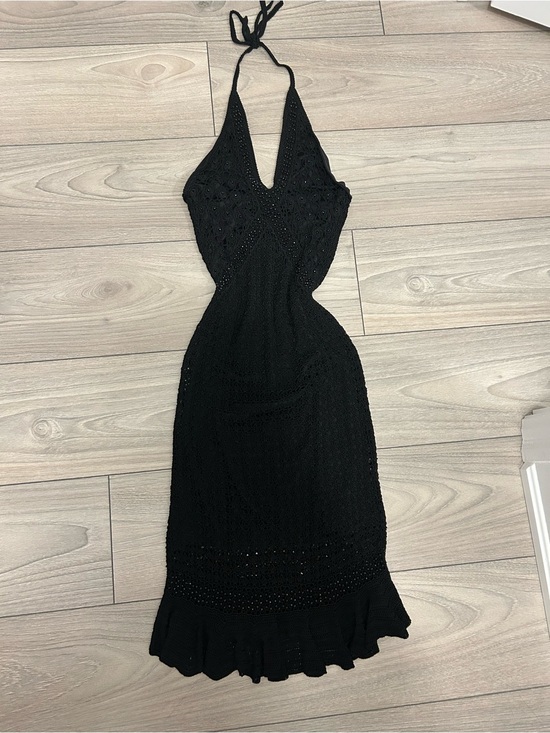 le chateau Other - Black Halter Knit Midi Dress - Elegant Summer Dress